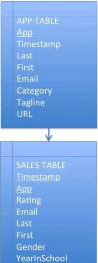 table and a SALES table. The primary key of the APP 