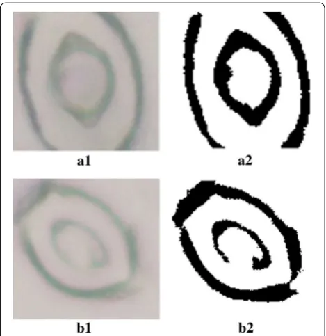Fig. 6 The binary image segmentation process. a Original image. b Binary image. c Identify pore region