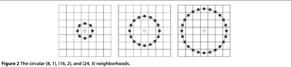 Figure 2 The circular (8, 1), (16, 2), and (24, 3) neighborhoods.