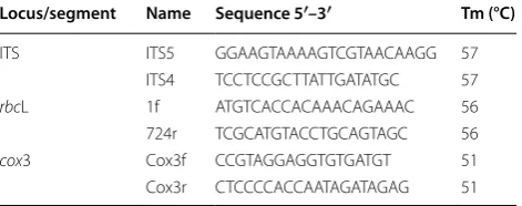 Table 2 Primers used in the amplification and sequencing of the DNA fragments