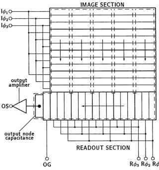 Figure 2.2: Schematic of a 4x5 pixel CCD [17]. Courtesy of M. Clayton.