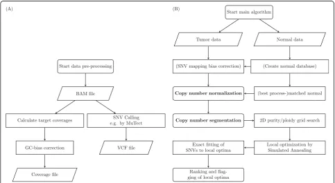 Fig. 1 Flowchart of the PureCN data pre-processing pipeline and algorithm. a PureCN usually starts from BAM files and calculates averageand total coverages for all targeted genomic regions