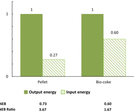 Fig. 5 Comparison net energy balance (NEB) of BIC and pellet infactory of Takatsuki. Product transport process is not included in thisdata