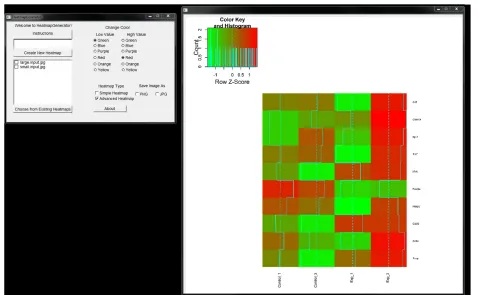Figure 2 Small input advanced heatmap generated by HeatmapGenerator. Advanced heatmap of a small input dataset is created by thegraphical user interface of HeatmapGenerator.