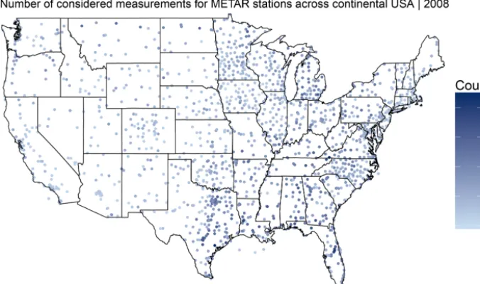 Figure 2. Locations of ceilometer stations utilized in this study across the continental USA