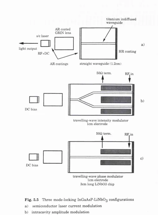 Fig. 5.5 Three mode-locking InGaAsP-LiNbOg configurations