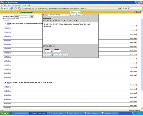 Figure 3Form creationForm creation. Form creation interface depicting how a coordinator can define a CRF in any table format.