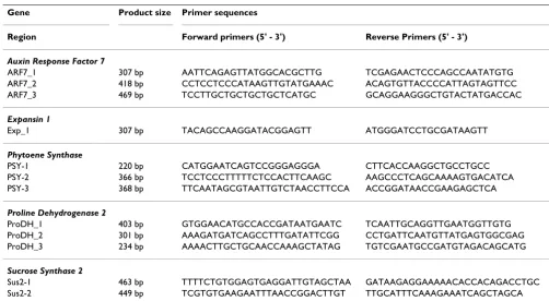 Table 3: Target genes and associated primer sequences.
