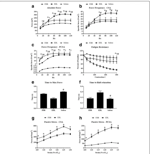 Fig. 4 Comparison of in vitro force production characteristics and fatigue resistance