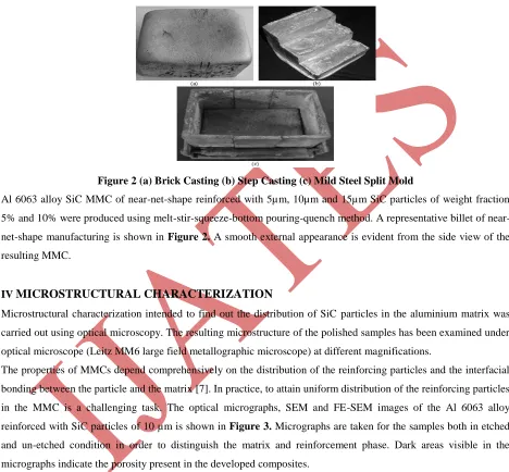 Figure 2 (a) Brick Casting (b) Step Casting (c) Mild Steel Split Mold 