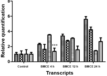 Fig. 4: Agarose gel electrophoresis of the chromosomal DNA extracted from A-549 cells and antiproliferative effects of B