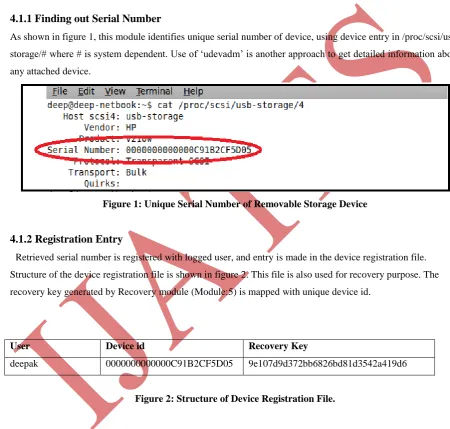 Figure 1: Unique Serial Number of Removable Storage Device 