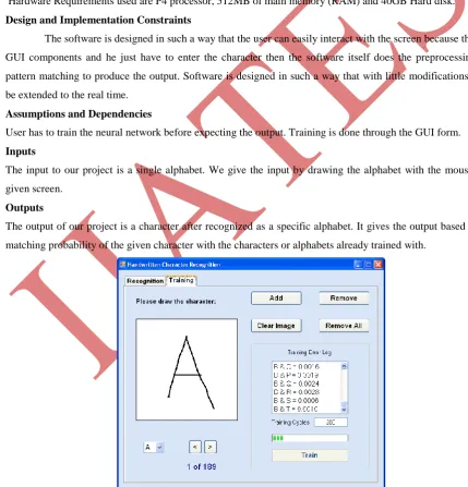 Figure 2. The screen illustrates training process for a character 