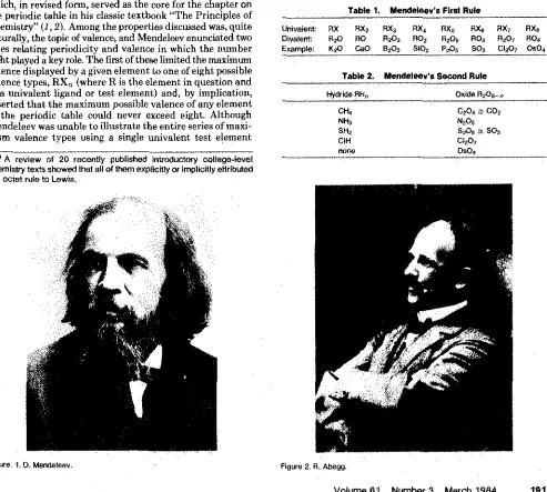 Table 1. Mendeleev's First Rule
