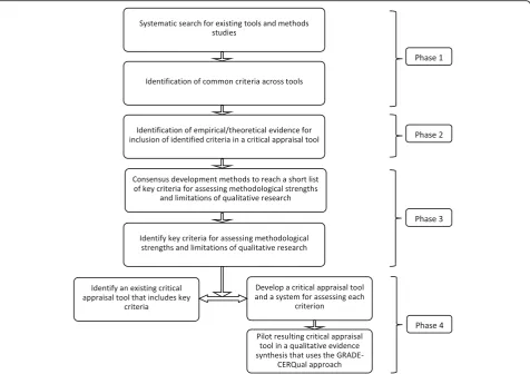 Fig. 3 Process of identifying/developing a tool to support assessment of the GRADE-CERQual methodological limitations component (Cochranequalitative Methodological Limitations Tool; CAMELOT)