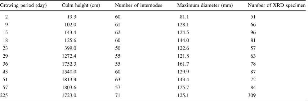 Table 1 Characteristics of moso bamboo specimens in the present study
