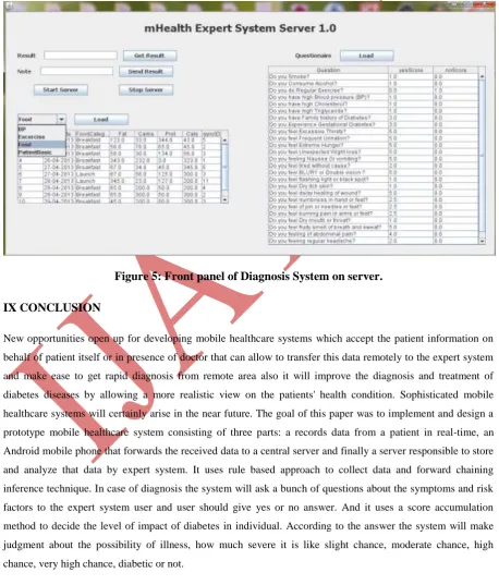 Figure 5: Front panel of Diagnosis System on server. 