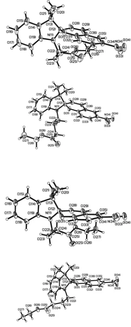 Figure 1 The four crystallographically unique molecules in the crystal structure of 2