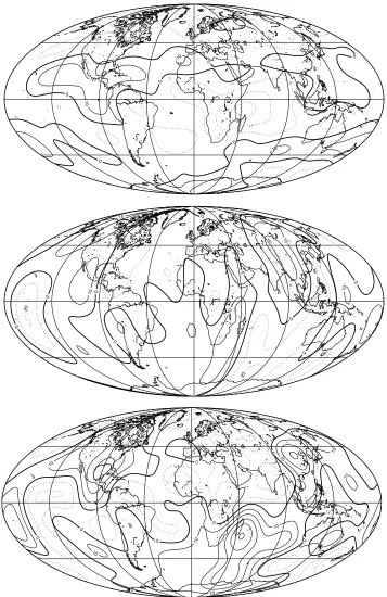 Fig. 2. Differences in X, Y and Z componenets from IGRF and DGRF models for epoch 2000.0