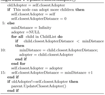 Figure 6: Node F joins the tree, the registrar up- up-dates the data structure accordingly.