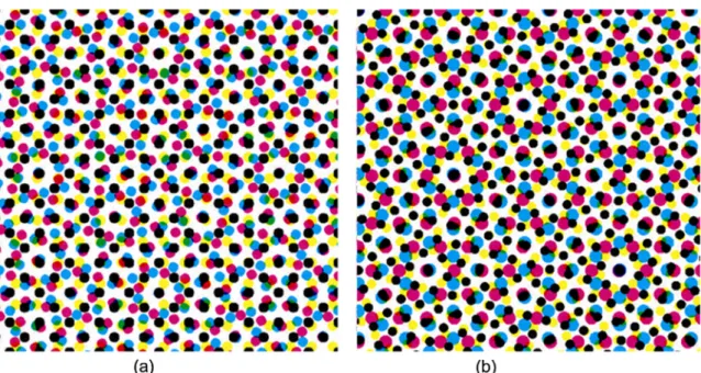 Fig. 9 Moiré-free color halftone frequency vector configuration using general convex tessellating hexagons.
