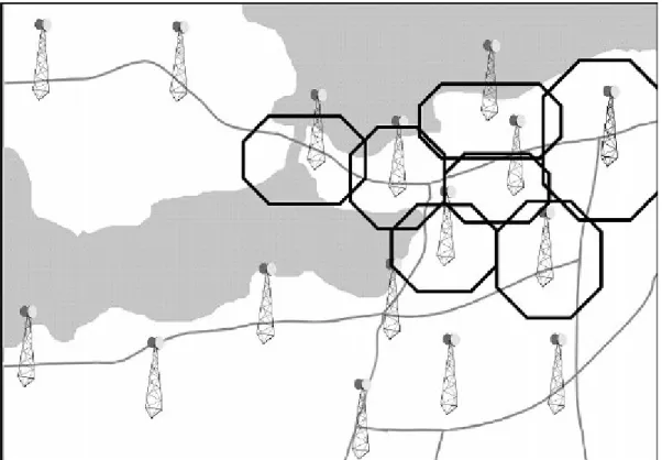 Fig 2-1 Arrangement of cells around BTS in a network [11] 