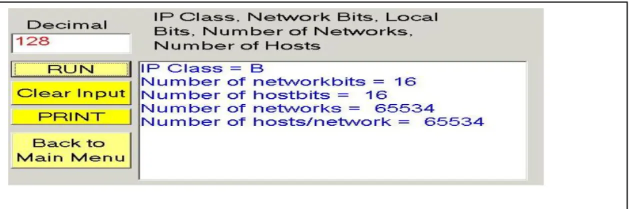Figure 4 describes a LabVIEW panel for IP Class, Network, and Host information in two  cases: with subnet and without a subnet 
