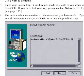 Figure 5 – BlackICE Installation Parameters window.