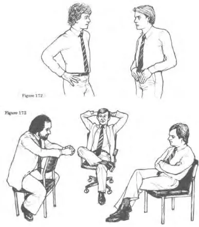 Figure 173The man on the left is straddling his chair in an attempt to take control of the discussion or to dominate the man on the right