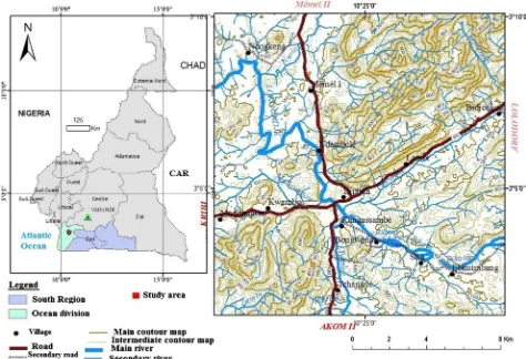 Figure 1. Location map of the Ngovayang area at Bipindi, southern Cameroon. 