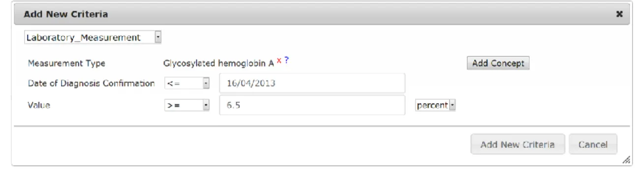 Figure 3: Workbench criteria editor uses CDIM classes to create queries which can be  applied to multiple primary care databases used by the TRANSFoRm project