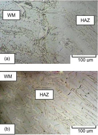 Figure 10. Optical micrographs of laser butt welded joint made using 8 kW power, 0.5 m/min speed, 0.0 mm defocusing dis-
