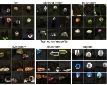 Figure 13. Visualization of the class-specific units for AlexNet*- AlexNet*-GAP trained on ImageNet (top) and Places (bottom) respectively.