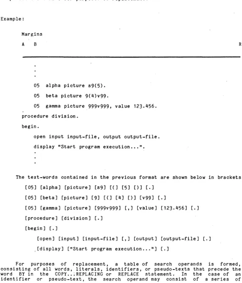 table of identifiers, or 