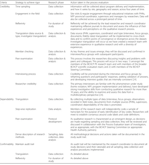 Table 5 Strategies to achieve rigor across the process evaluation