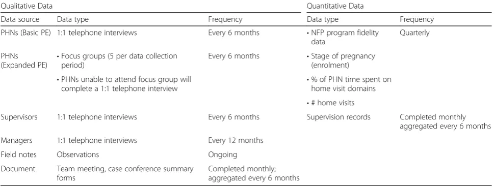 Table 3 Process evaluation data sources, types and frequency of collection