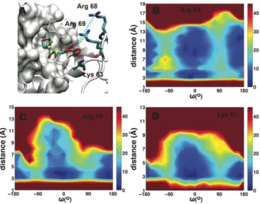 Figure 12. Dynamical coupling between the phosphate group of the substrate and Pin1 phosphate-binding site during catalysis