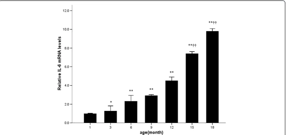 Figure 4 Quantitative RT-PCR analysis of adiponectin mRNA with disease progression. * p<0.05 vs