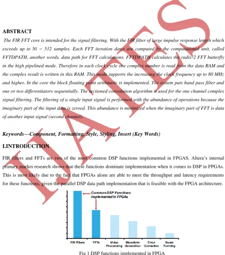 Fig 1 DSP functions implemented in FPGA 