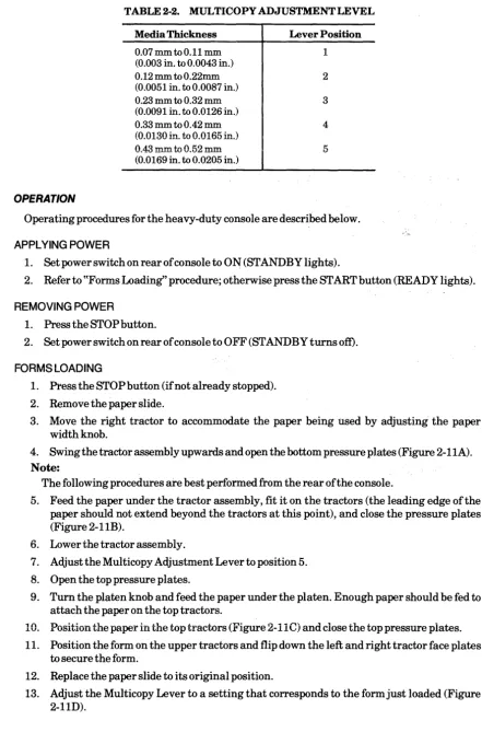 TABLE 2-2. MULTICOPY ADJUSTMENT LEVEL 