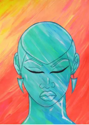Figure 1. Danielle Z. Yarbrough, Volcanic Eruption I, panel 1, 2013, Acrylic on Paper, 18 by 24 in