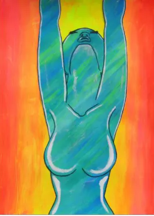 Figure 3. Danielle Z. Yarbrough, Volcanic Eruption I, panel 3, 2013, Acrylic on Paper, 18 by 24 in