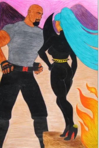 Figure 10. Danielle Z. Yarbrough, Volcanic Eruption II, panel 5, 2012, crayons, 5 by 3 ft