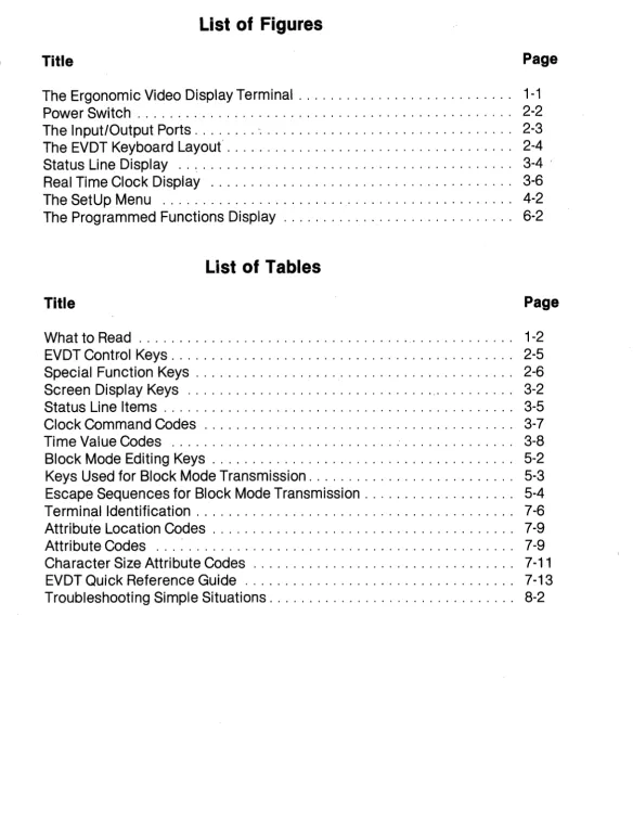 Figure 1-1 Title Page The Ergonomic Video Display Terminal. . . . . . . . . . . . . . 