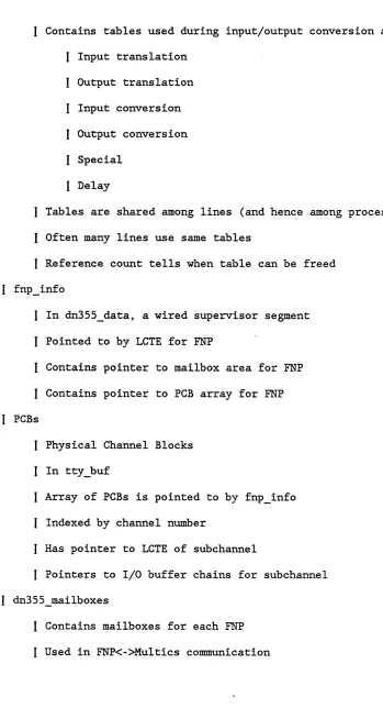 Tables are shared among lines (and hence among processes) 