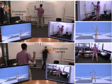 Fig. 15. Handheld recording with a readily available smartphone camera (left) and our estimated pose (right), streamed to and processed by a GPU enabled PC.