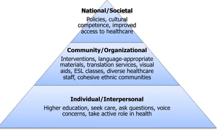 FIGURE 1: Social ecological model of interventions appropriate to LEP patients 
