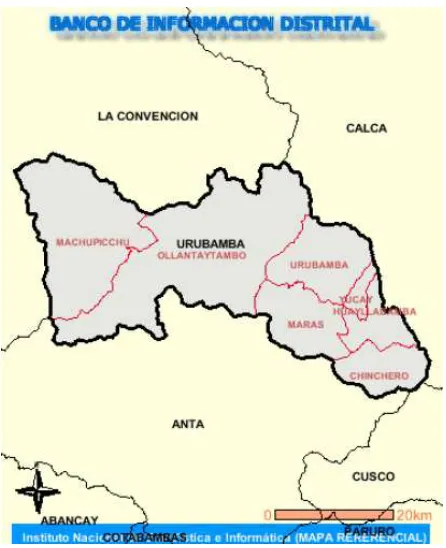 Figure 2- Map of the Province and districts of Urubamba  