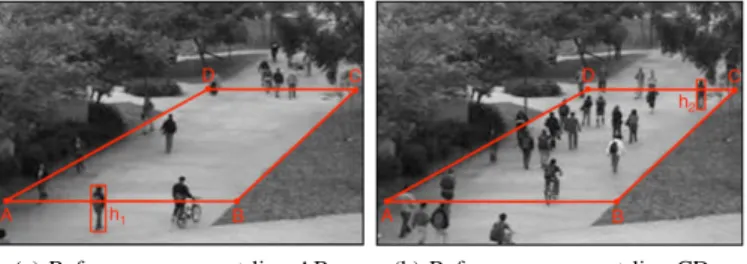 Fig. 2: Optical flow variation with scene depth due to perspec- perspec-tive distortion.
