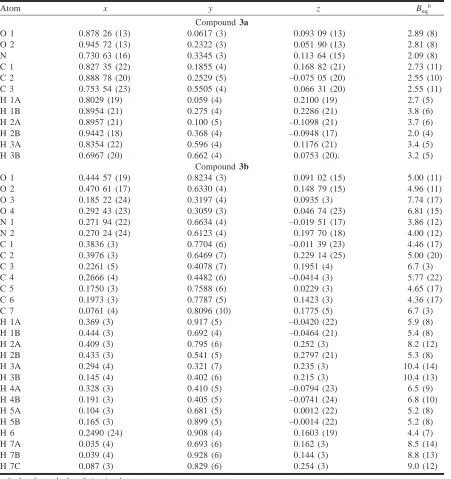 Table 2. Final atomic coordinates (fractional) and equivalent isotropic thermal parameters.a